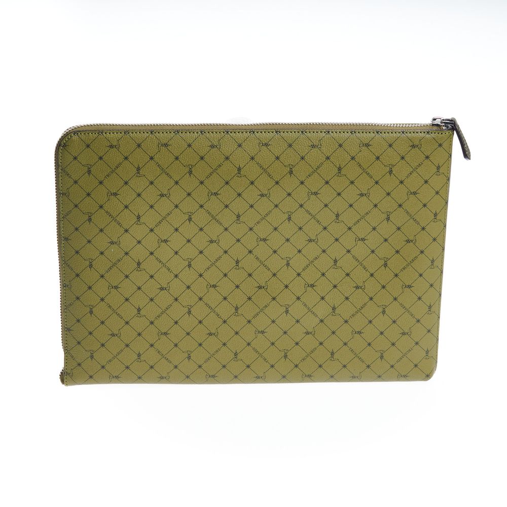 Trussardi Green Leather Men Clutch - ClickThatClicks 