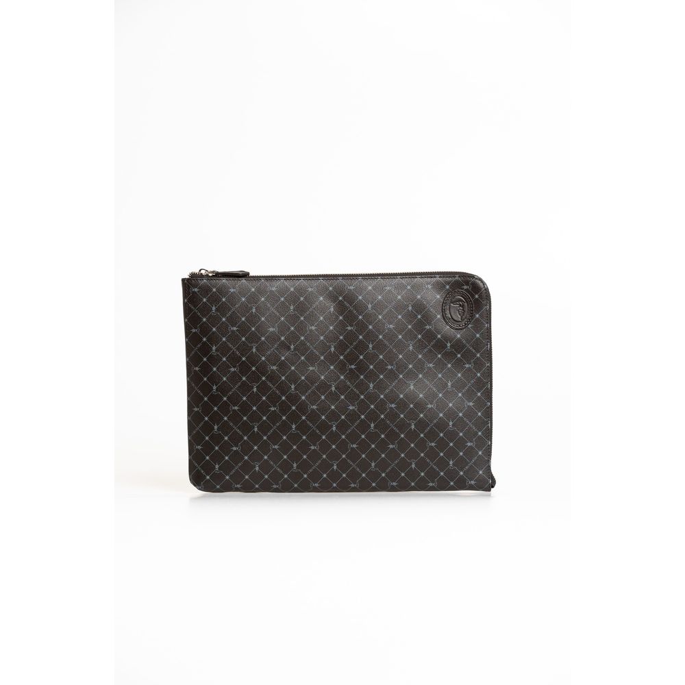 Trussardi Black Leather Men Clutch - ClickThatClicks 