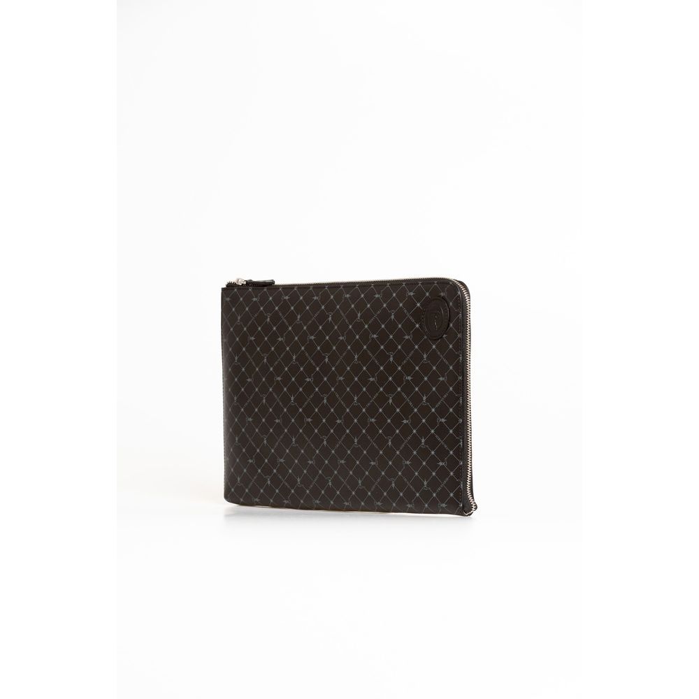 Trussardi Black Leather Men Clutch - ClickThatClicks 