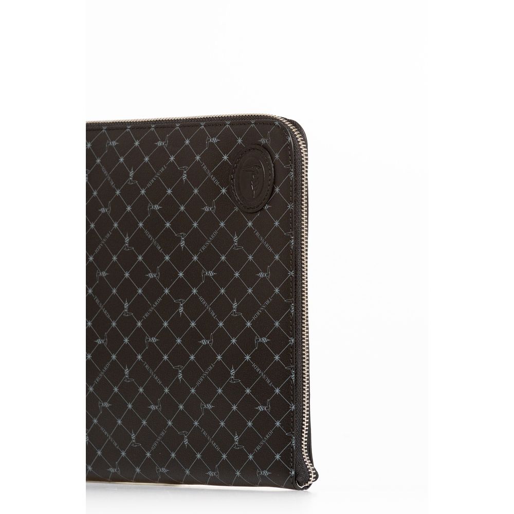 Trussardi Black Leather Men Clutch - ClickThatClicks 