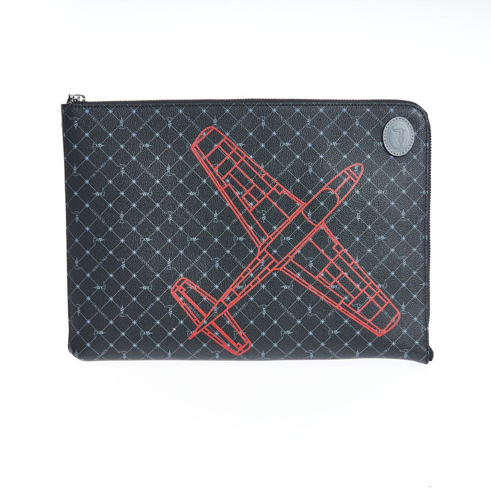 Trussardi Black Leather Men Clutch - ClickThatClicks 