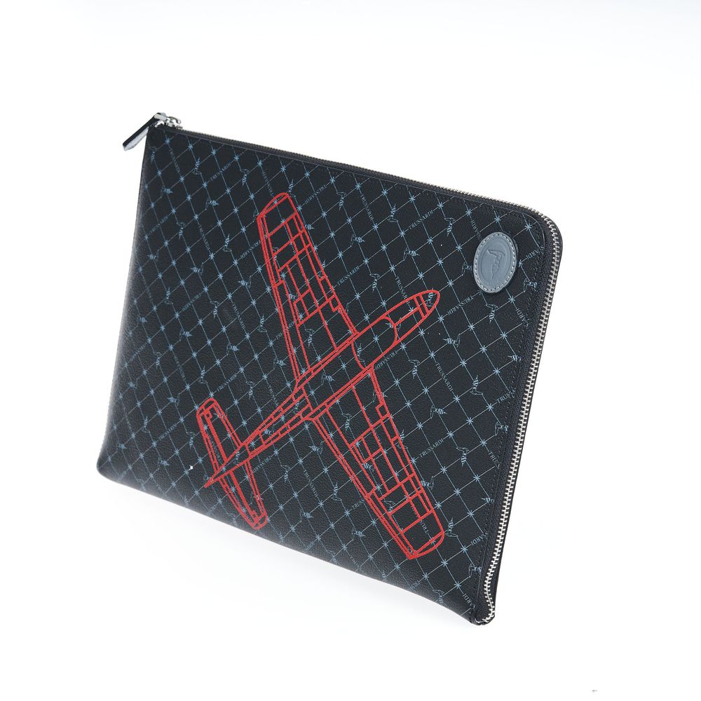 Trussardi Black Leather Men Clutch - ClickThatClicks 
