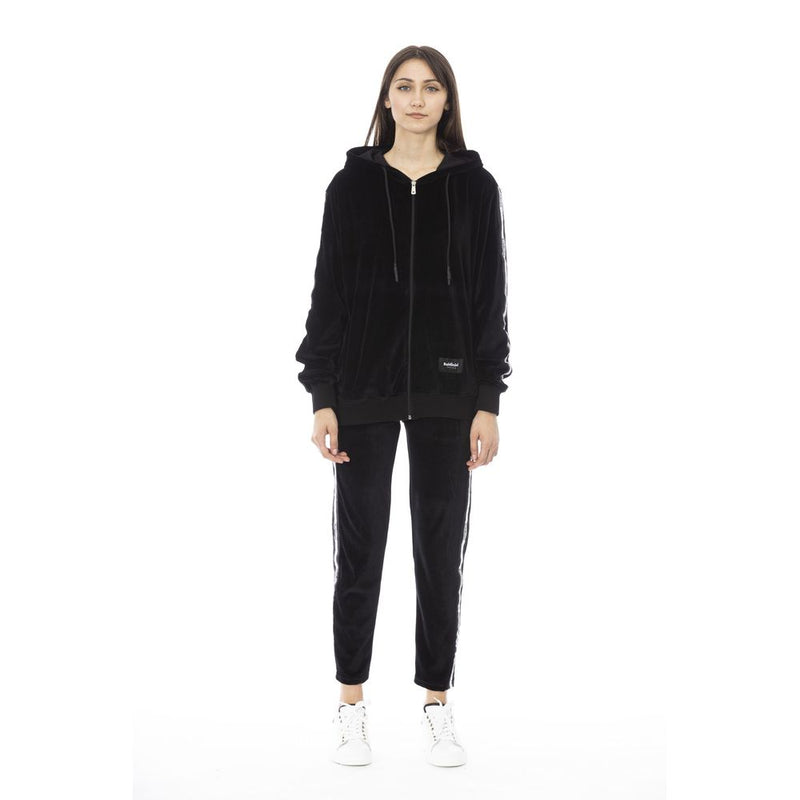 Baldinini Trend Black Cotton Women Sweater with Adjustable Hood