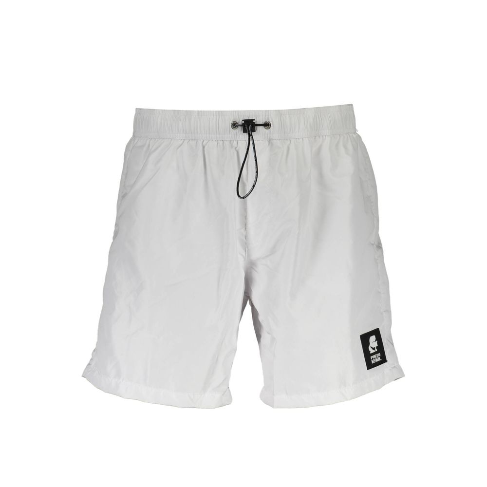 Karl Lagerfeld White Polyester Men's Swim Boxer - ClickThatClicks 