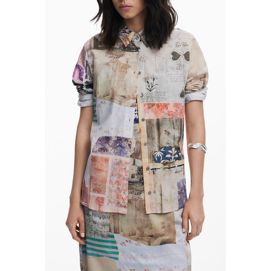 Desigual Beige Cotton Women Shirt - ClickThatClicks 