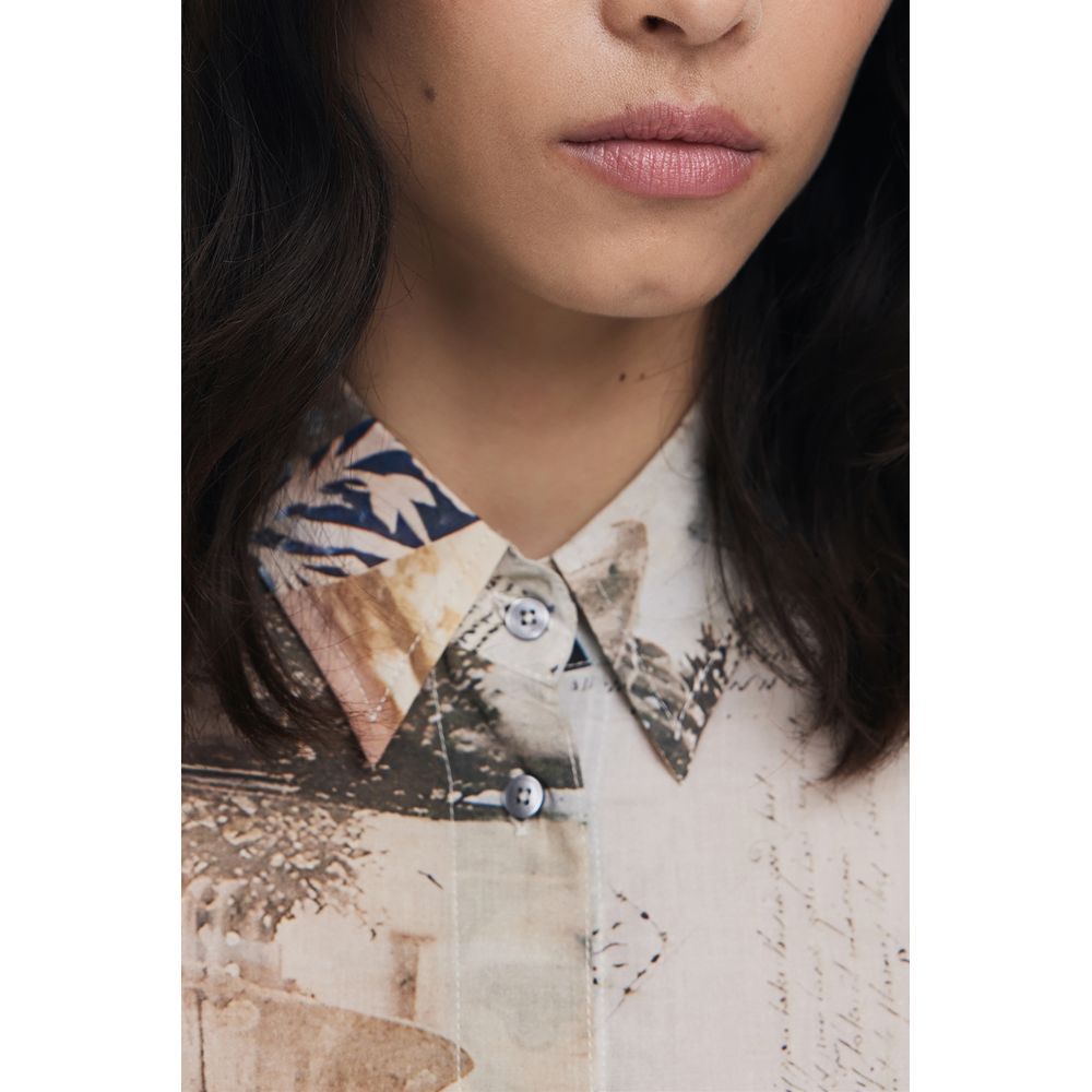 Desigual Beige Cotton Women Shirt - ClickThatClicks 