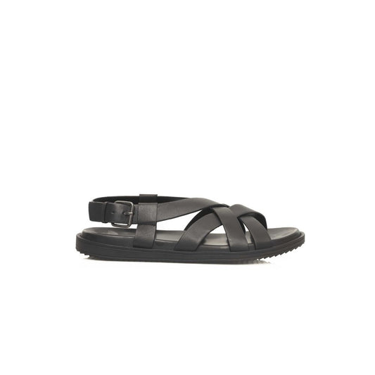 Cerruti 1881 Black Leather Men Sandal - ClickThatClicks 
