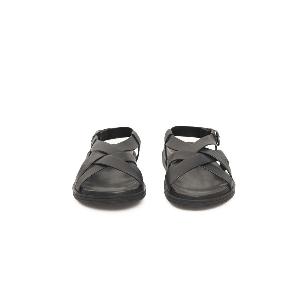 Cerruti 1881 Black Leather Men Sandal - ClickThatClicks 