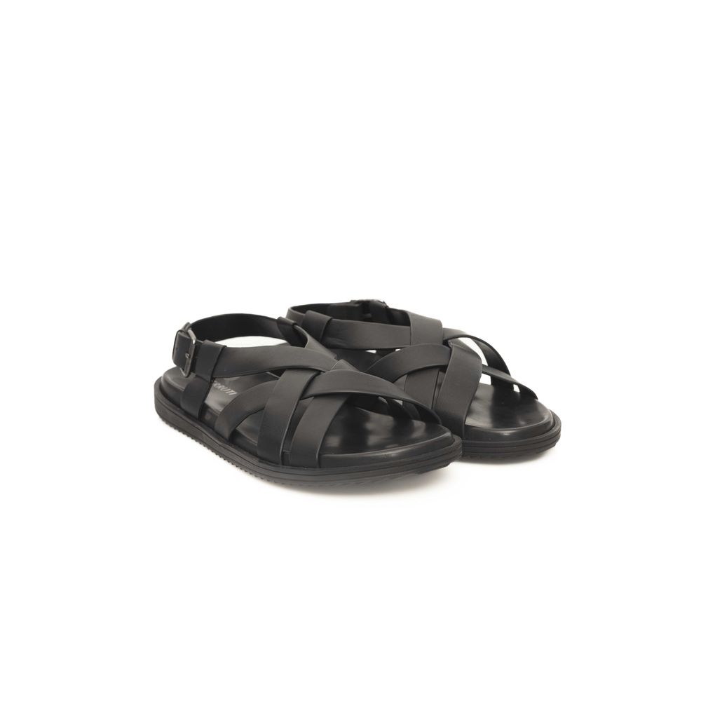 Cerruti 1881 Black Leather Men Sandal - ClickThatClicks 