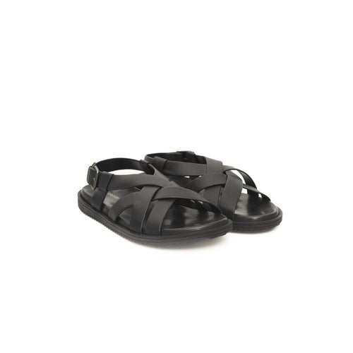 Cerruti 1881 Black Leather Men Sandal - ClickThatClicks 