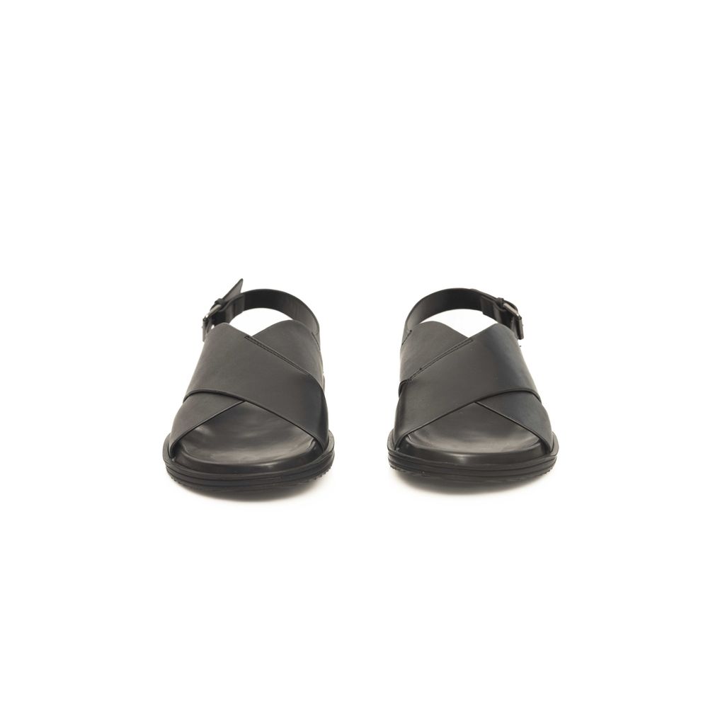 Cerruti 1881 Black Leather Men Sandal - ClickThatClicks 