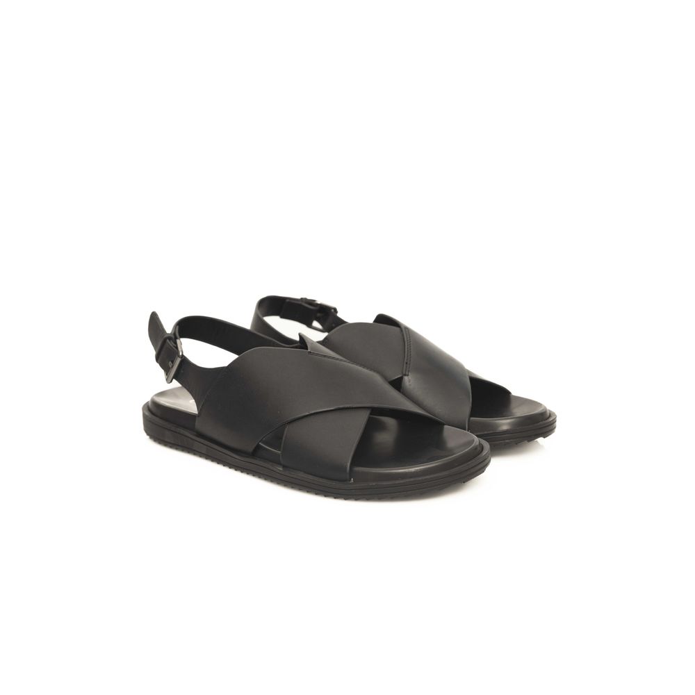 Cerruti 1881 Black Leather Men Sandal - ClickThatClicks 