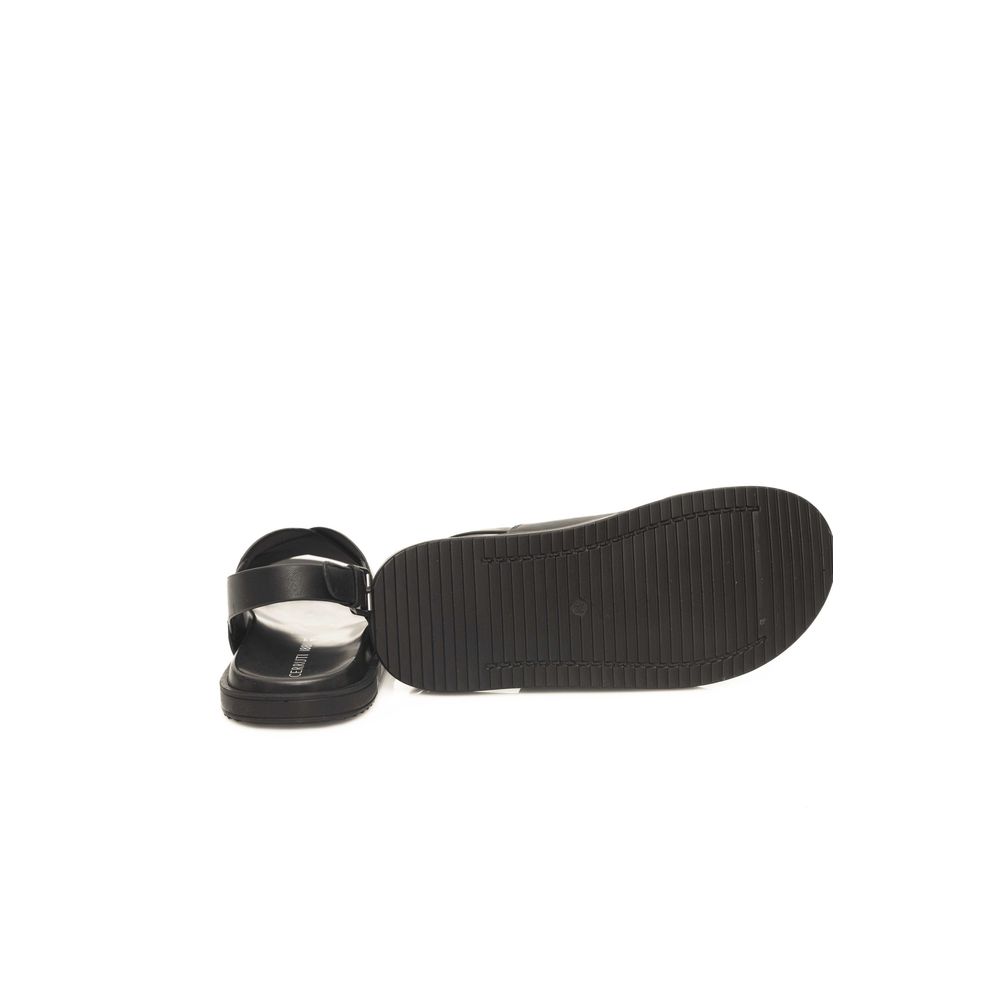 Cerruti 1881 Black Leather Men Sandal - ClickThatClicks 