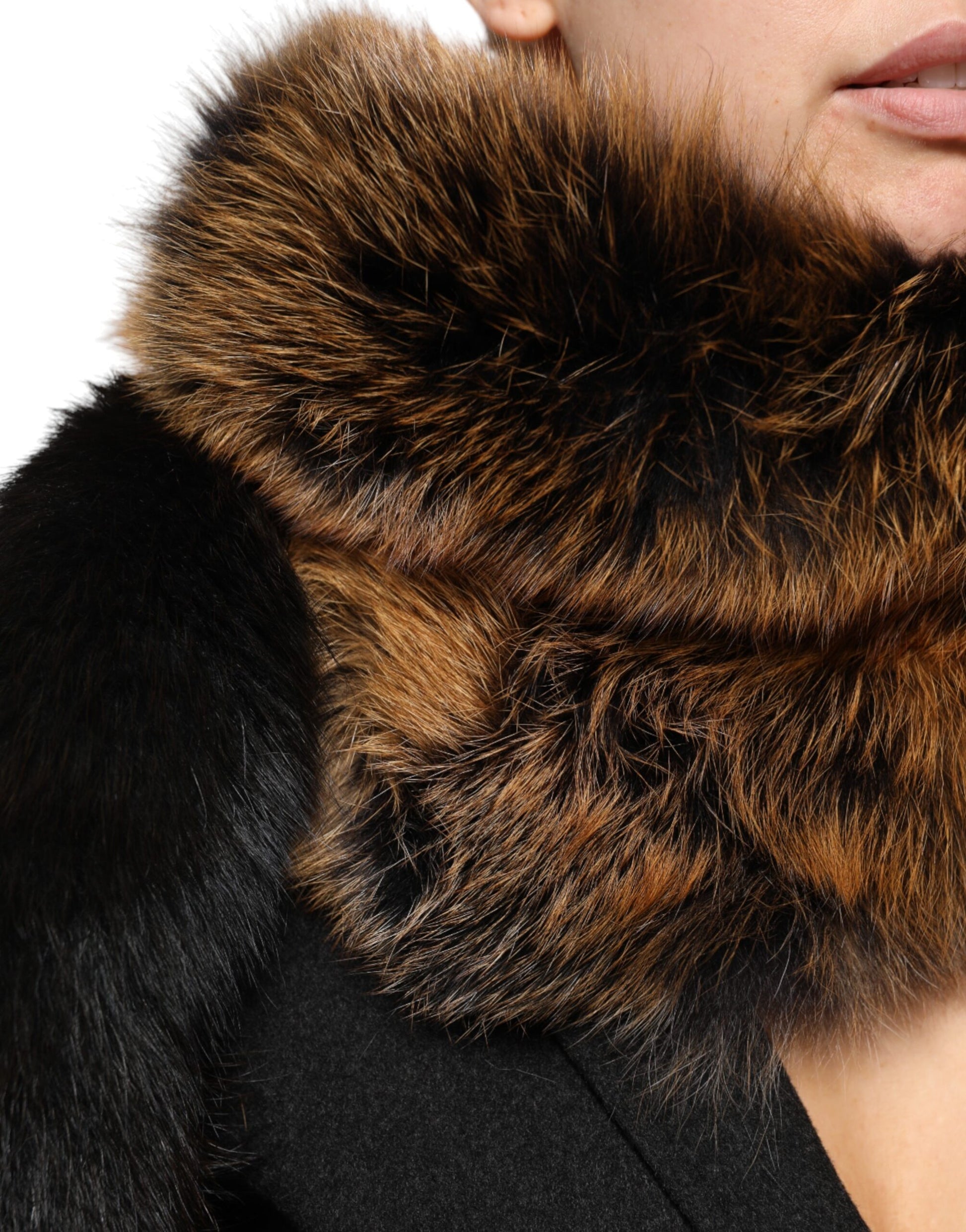 Dolce & Gabbana Brown Red Fox Fur Neck Cashmere Warmer Scarf - ClickThatClicks 