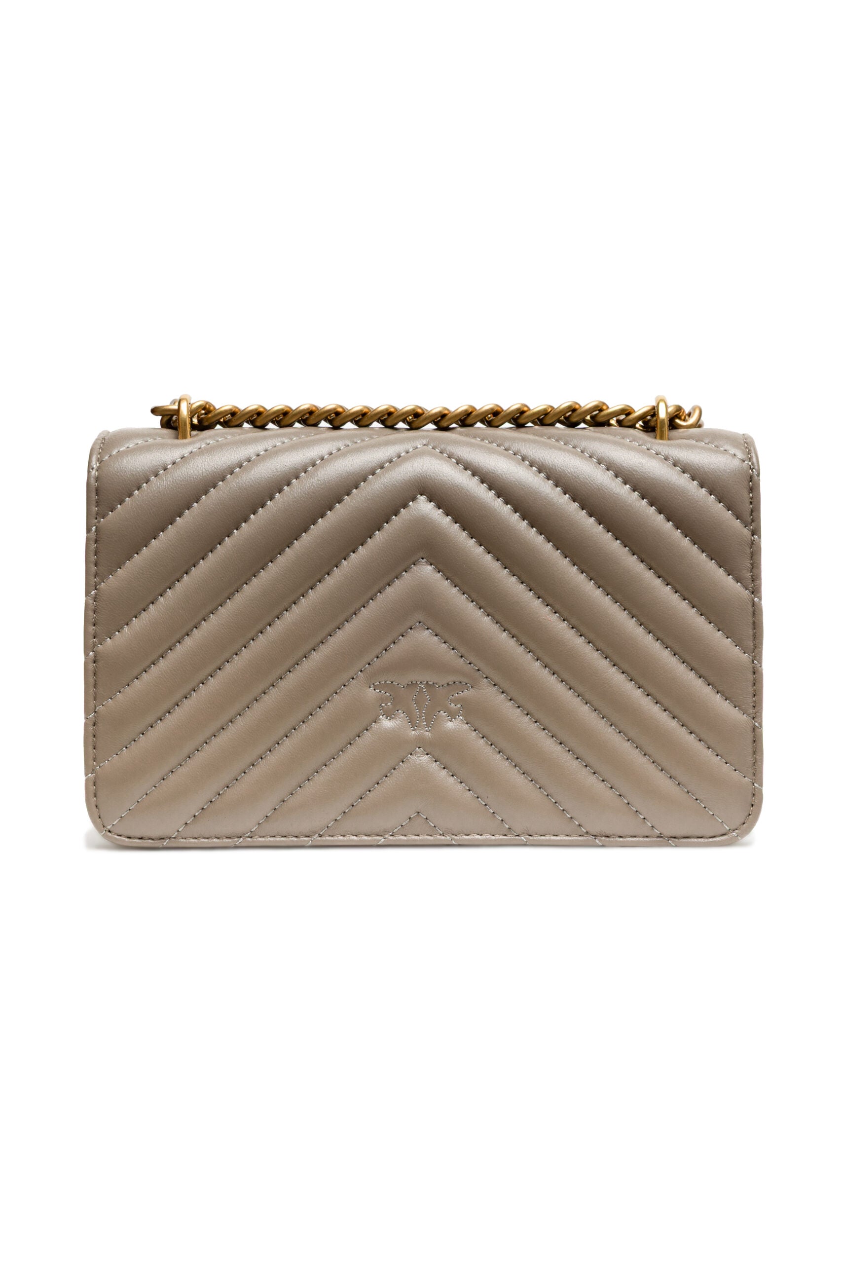 PINKO Grey Leather Love One Mini Shoulder Bag - ClickThatClicks 