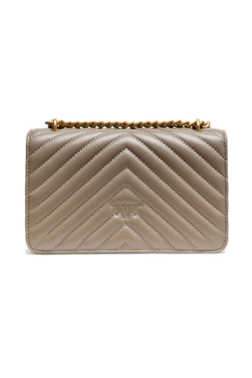 PINKO Grey Leather Love One Mini Shoulder Bag - ClickThatClicks 