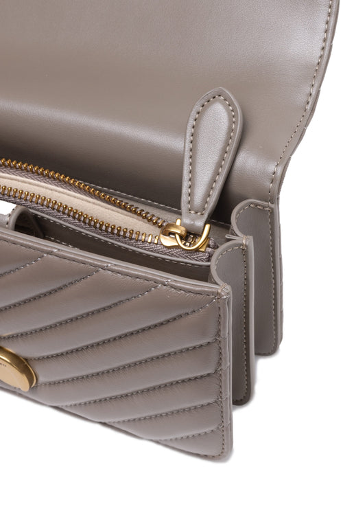 PINKO Grey Leather Love One Mini Shoulder Bag - ClickThatClicks 