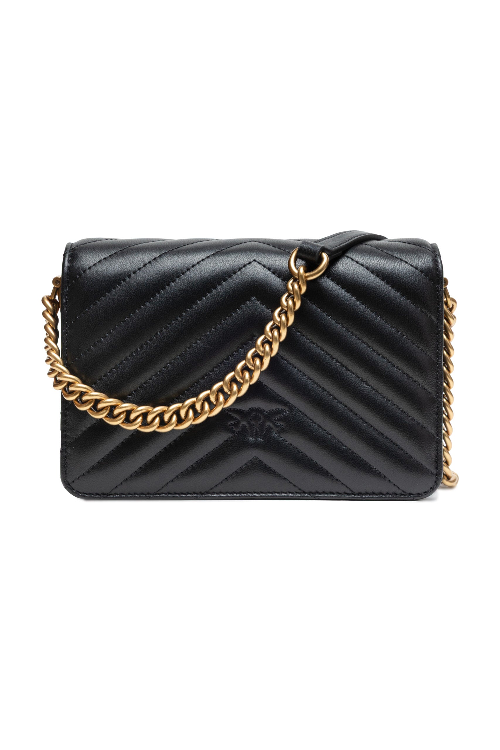PINKO Black Leather Love Click Mini Shoulder Bag - ClickThatClicks 