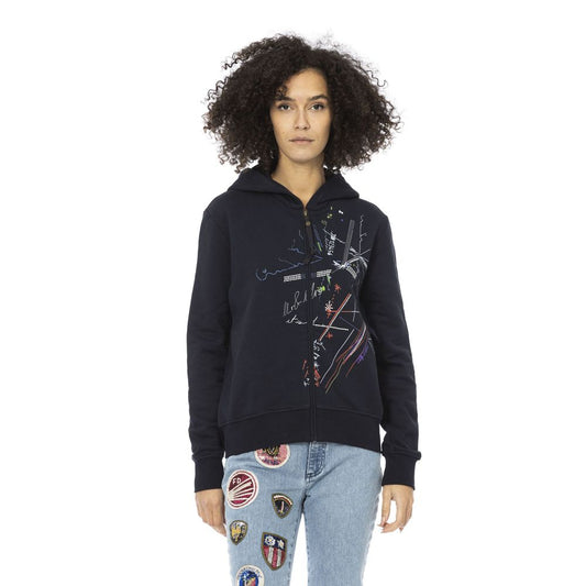 Mr&Mrs Italy Blue Cotton Women Sweatshirt - ClickThatClicks 