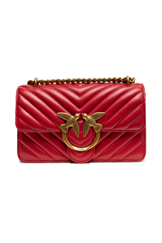 PINKO Red Leather Love One Mini Shoulder Bag - ClickThatClicks 