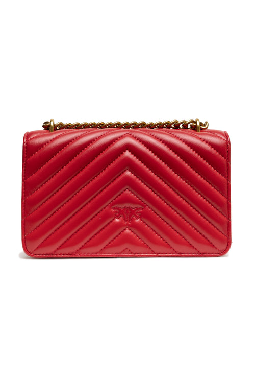 PINKO Red Leather Love One Mini Shoulder Bag - ClickThatClicks 