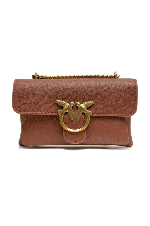 PINKO Brown Leather Love Boucle Riga Shoulder Bag - ClickThatClicks 