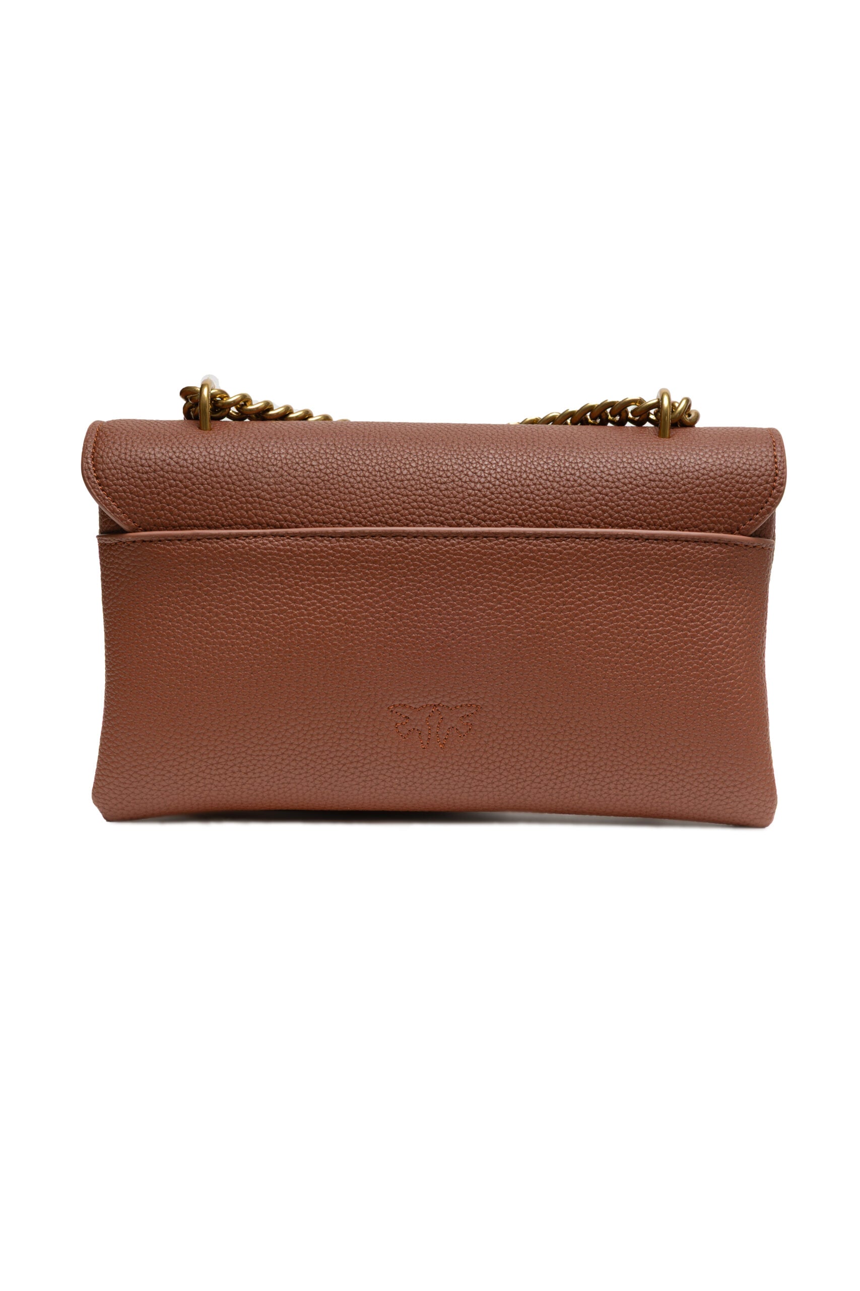 PINKO Brown Leather Love Boucle Riga Shoulder Bag - ClickThatClicks 