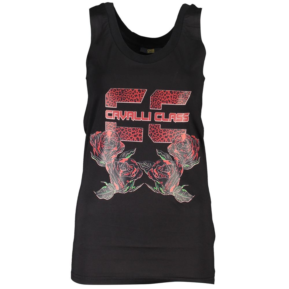 Cavalli Class Black Cotton Women Tank Top - ClickThatClicks 