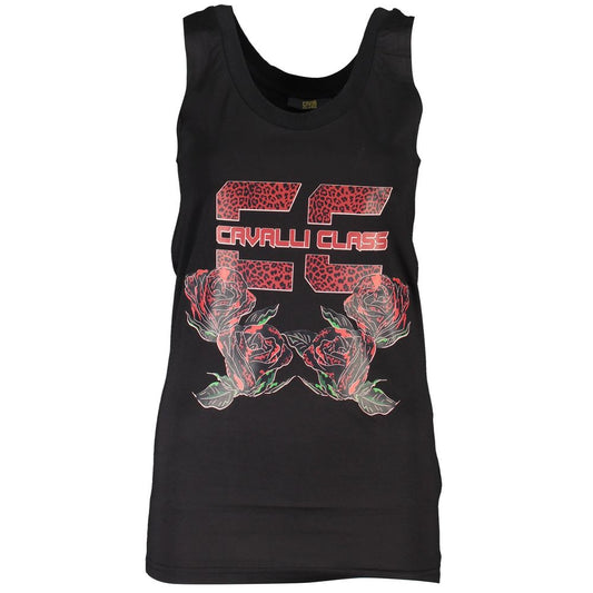Cavalli Class Black Cotton Women Tank Top - ClickThatClicks 