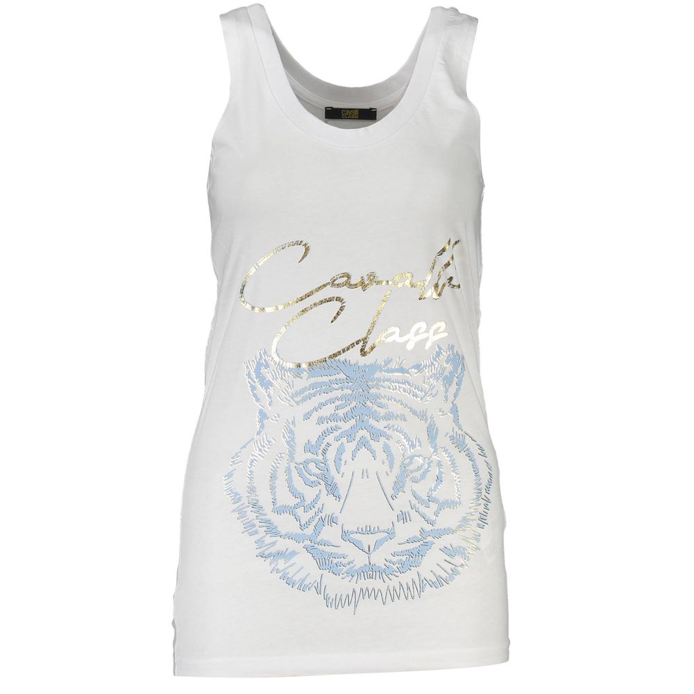 Cavalli Class White Cotton Women Tank Top - ClickThatClicks 