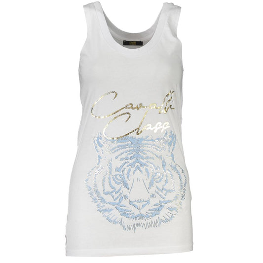 Cavalli Class White Cotton Women Tank Top - ClickThatClicks 