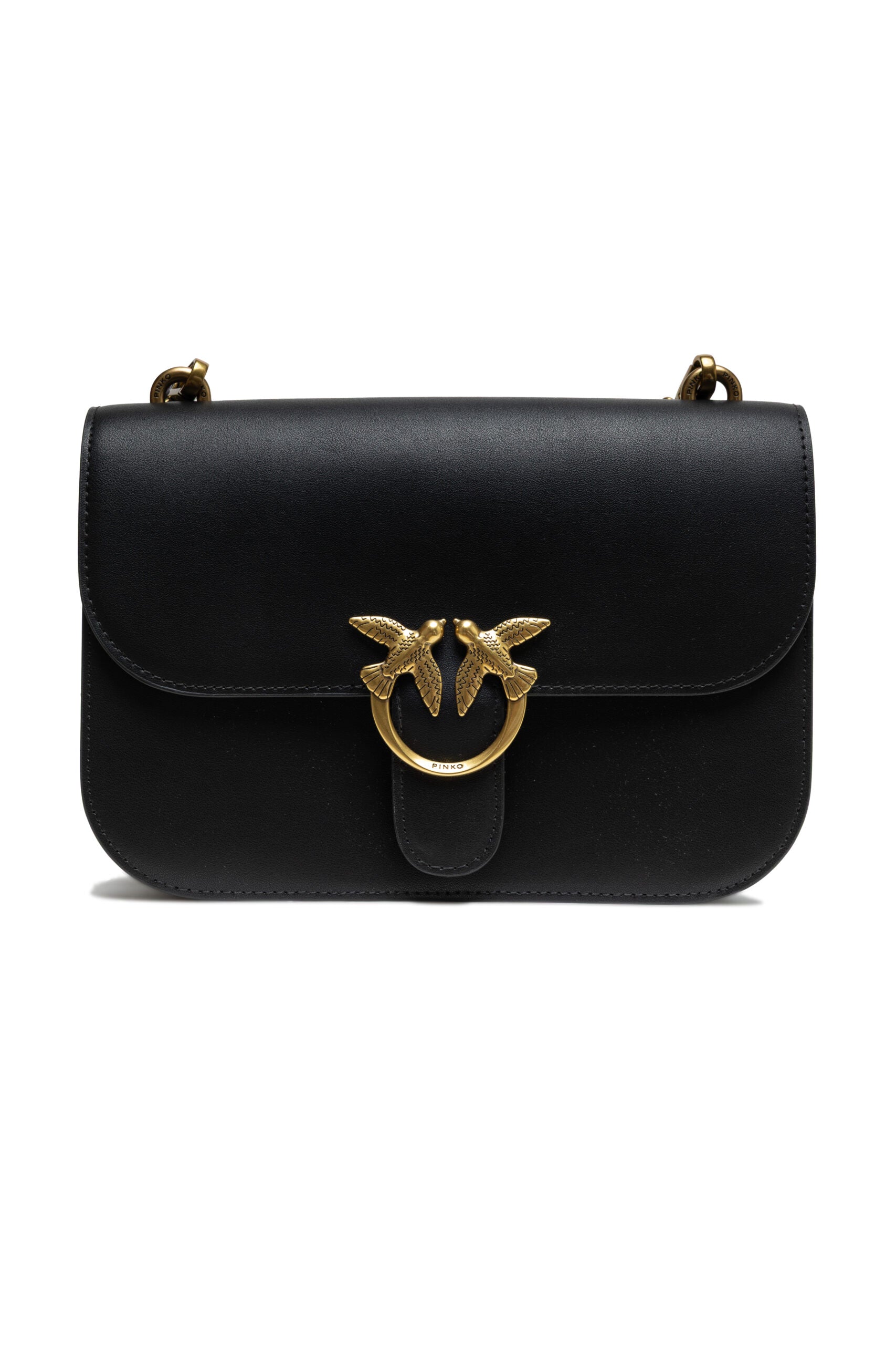 PINKO Black Leather Love Bell Classic Shoulder Bag - ClickThatClicks 