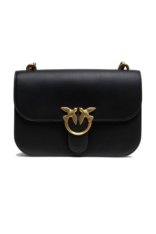 PINKO Black Leather Love Bell Classic Shoulder Bag - ClickThatClicks 