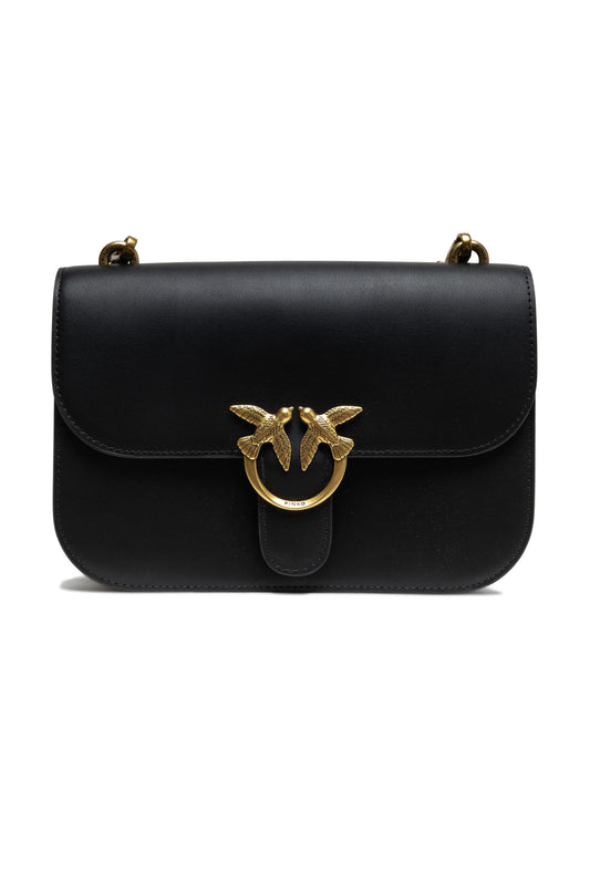 PINKO Black Leather Love Bell Classic Shoulder Bag - ClickThatClicks 
