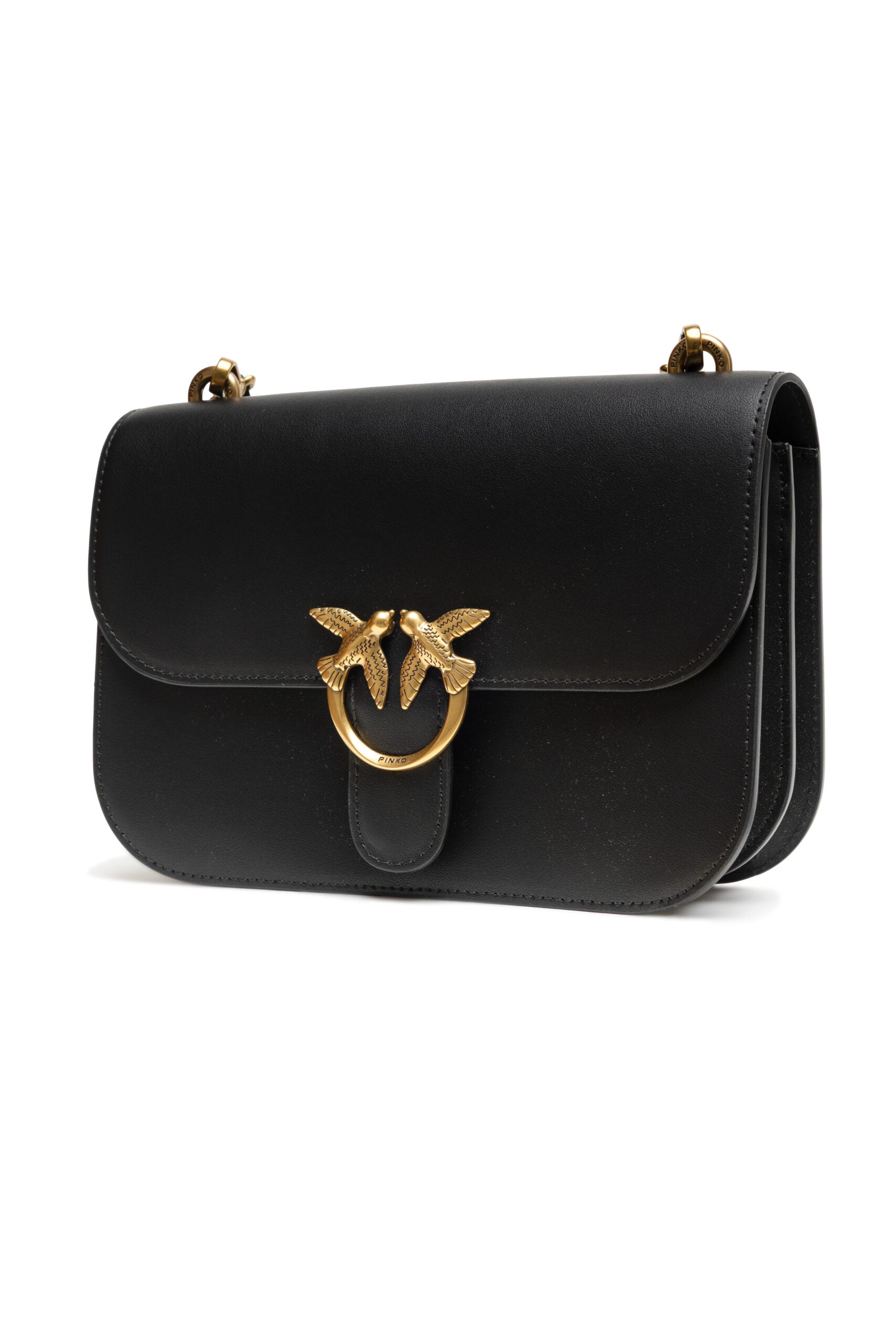 PINKO Black Leather Love Bell Classic Shoulder Bag - ClickThatClicks 