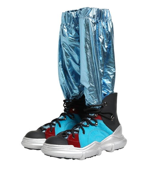Dolce & Gabbana Blue Lace Up Over The Knee Socks Men Boots Shoes - ClickThatClicks 