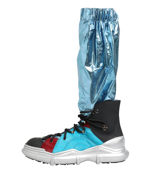 Dolce & Gabbana Blue Lace Up Over The Knee Socks Men Boots Shoes - ClickThatClicks 