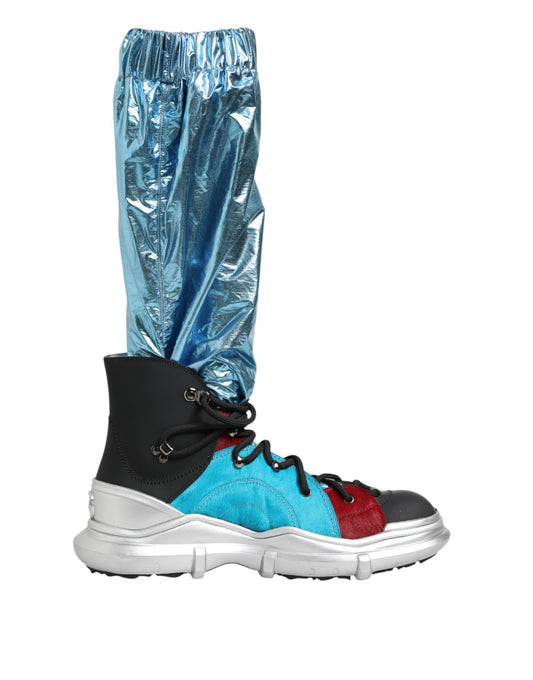 Dolce & Gabbana Blue Lace Up Over The Knee Socks Men Boots Shoes - ClickThatClicks 