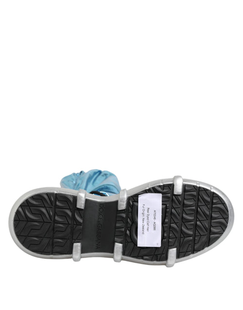 Dolce & Gabbana Blue Lace Up Over The Knee Socks Men Boots Shoes - ClickThatClicks 