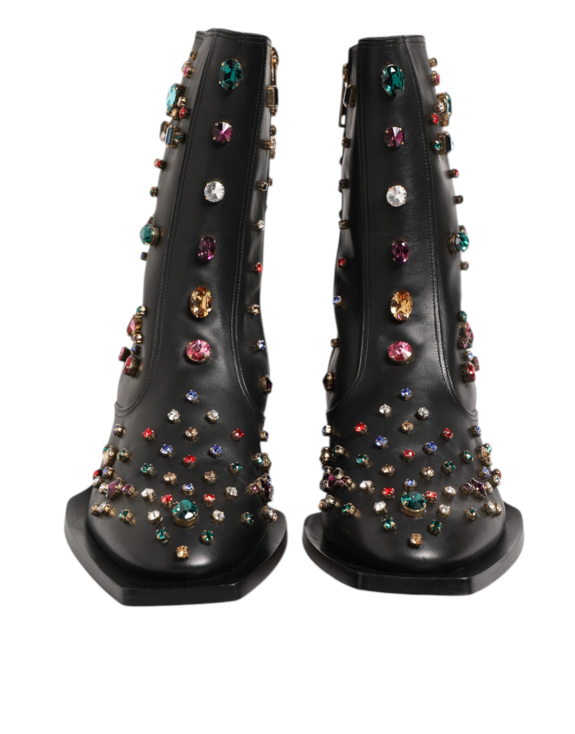 Dolce & Gabbana Black Crystal Embellished Men Short Boots Shoes - ClickThatClicks 