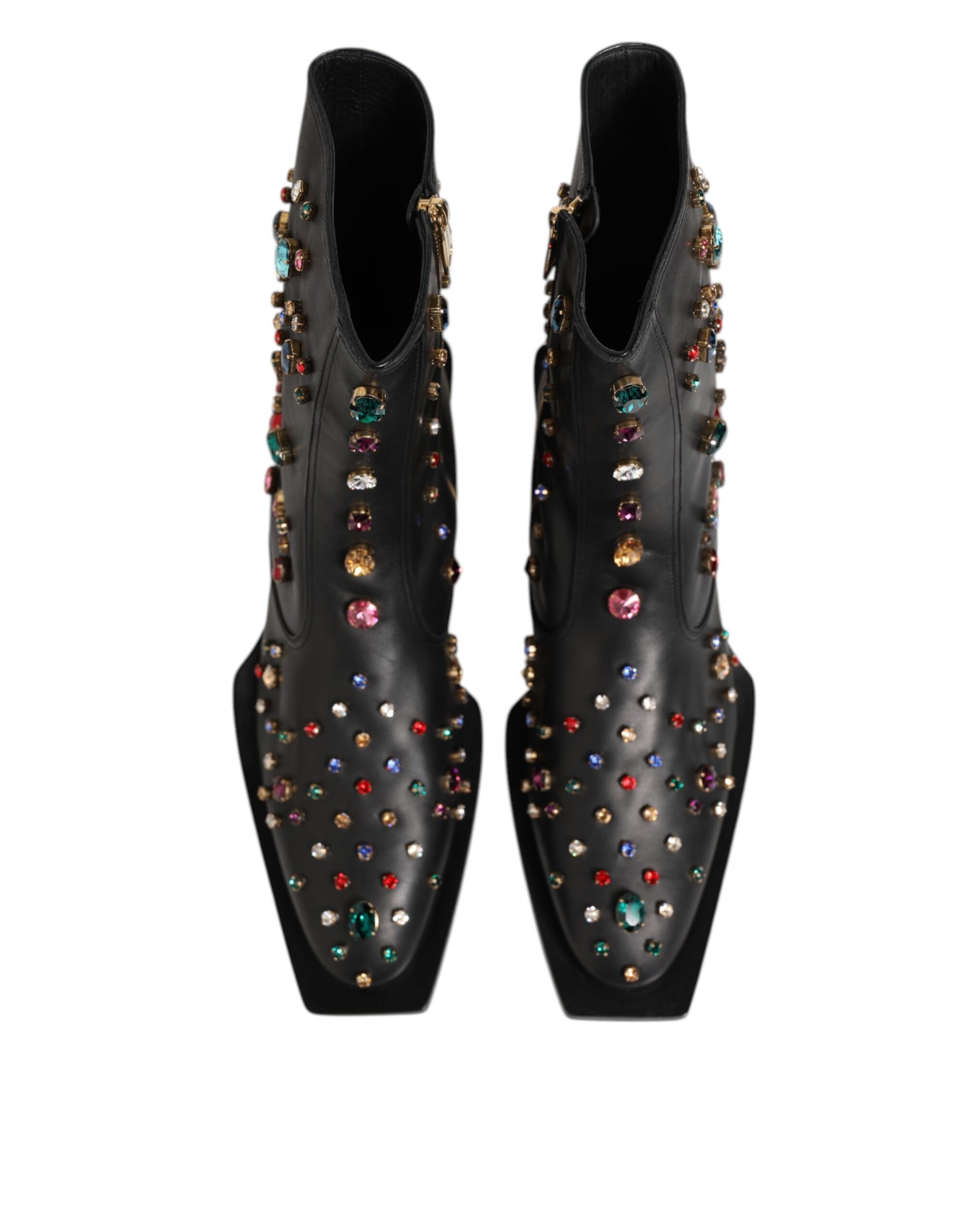 Dolce & Gabbana Black Crystal Embellished Men Short Boots Shoes - ClickThatClicks 
