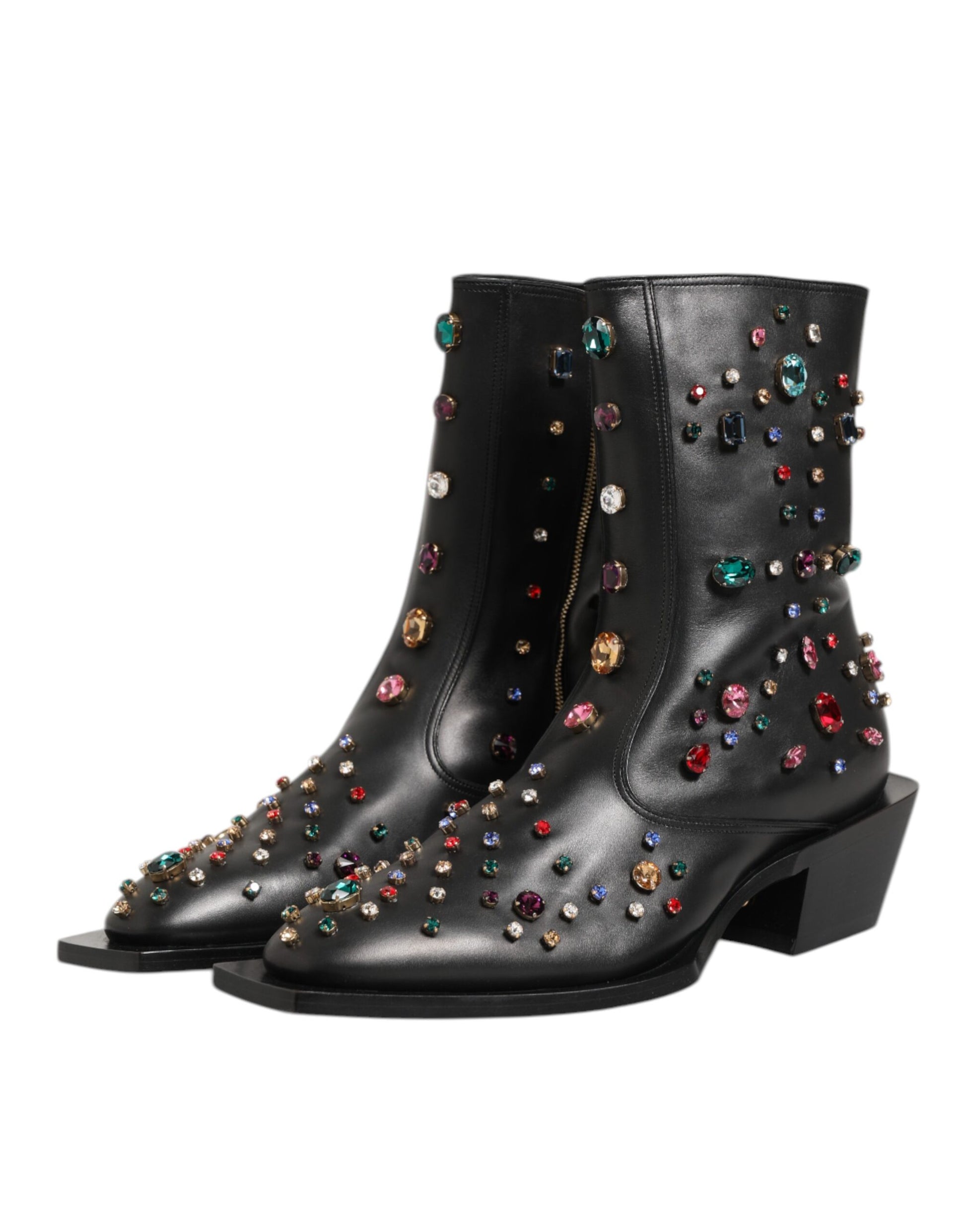 Dolce & Gabbana Black Crystal Embellished Men Short Boots Shoes - ClickThatClicks 