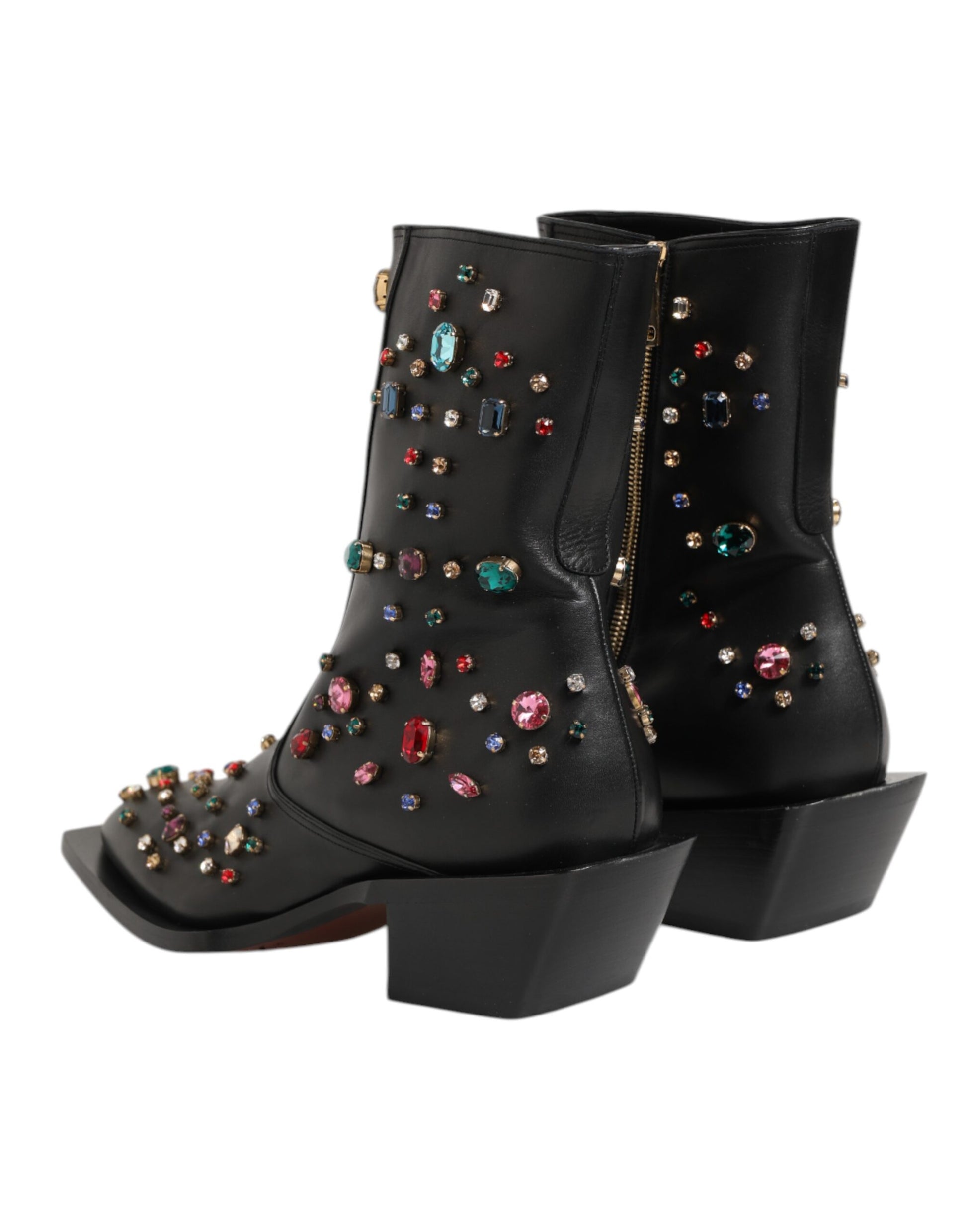 Dolce & Gabbana Black Crystal Embellished Men Short Boots Shoes - ClickThatClicks 