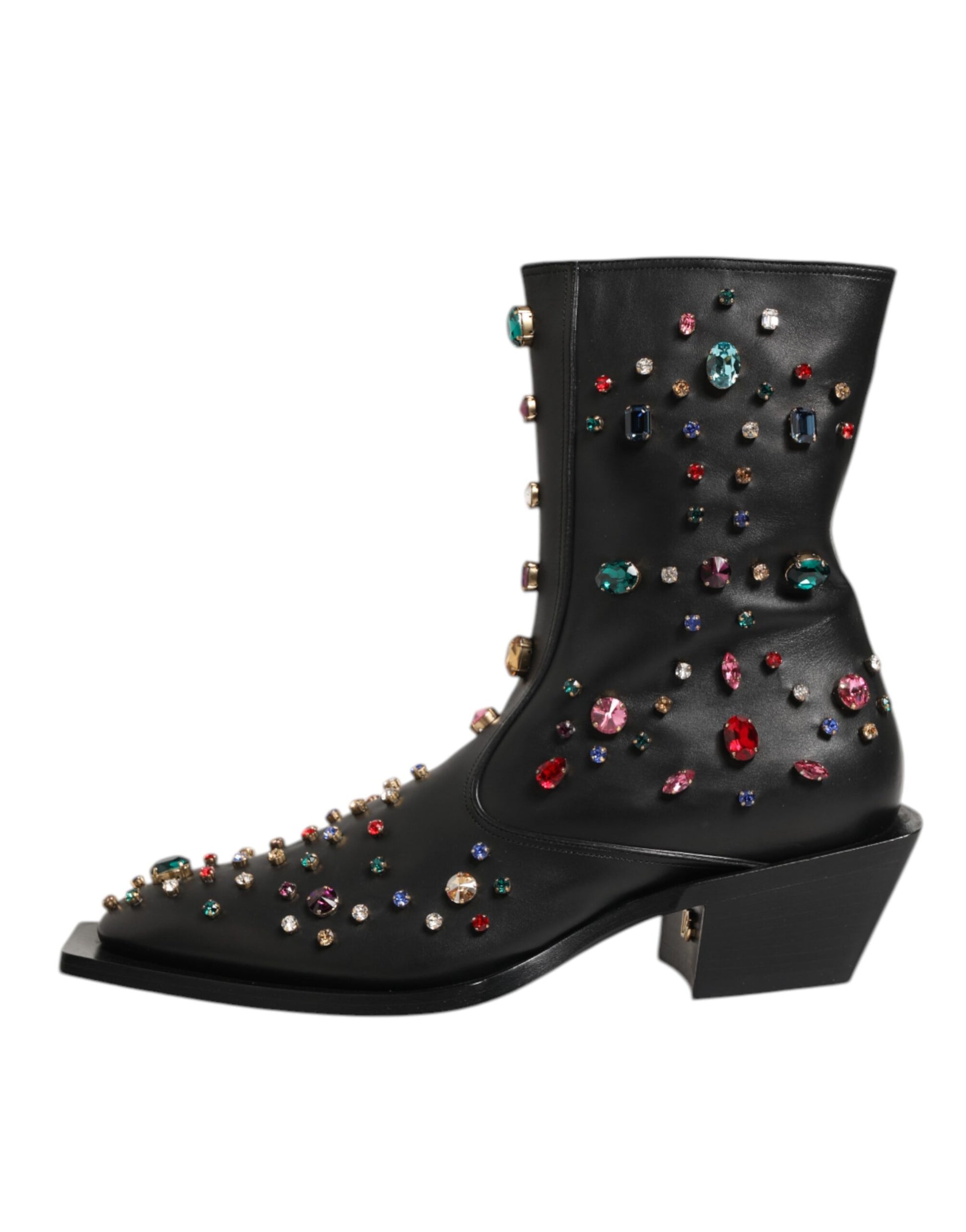Dolce & Gabbana Black Crystal Embellished Men Short Boots Shoes - ClickThatClicks 