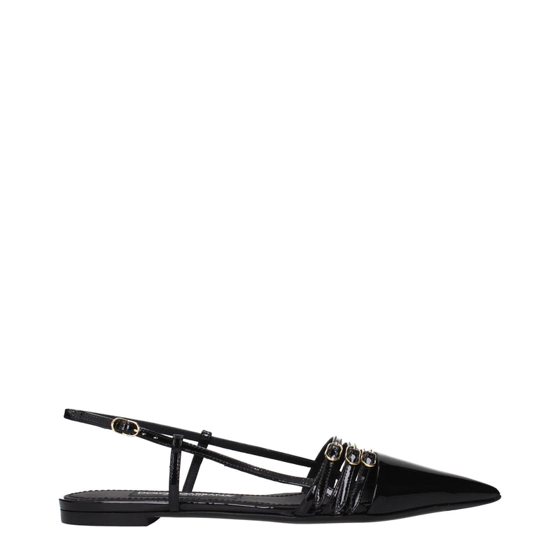 Dolce & Gabbana Black Leather Flat Sandals