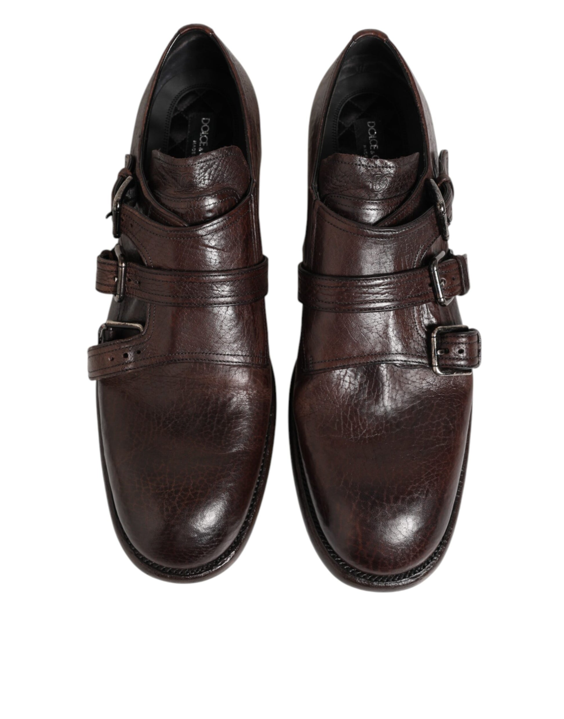 Dolce & Gabbana Brown Leather Monk Strap Formal Derby Shoes - ClickThatClicks 
