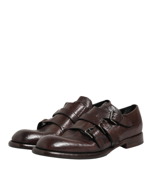 Dolce & Gabbana Brown Leather Monk Strap Formal Derby Shoes - ClickThatClicks 