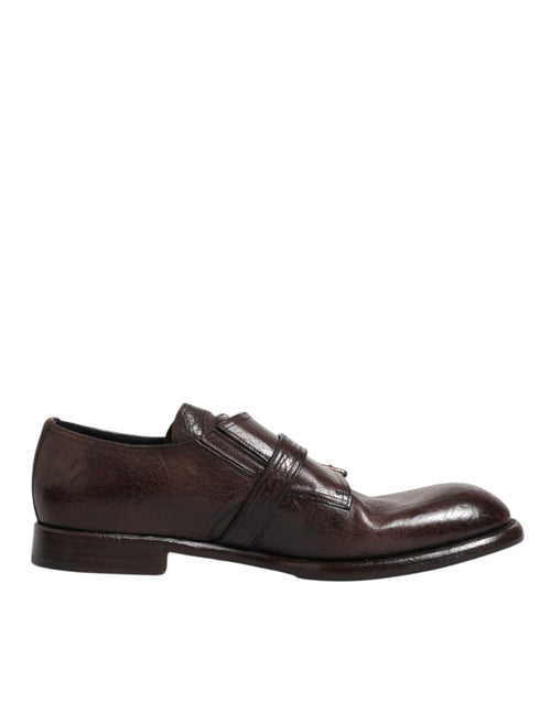Dolce & Gabbana Brown Leather Monk Strap Formal Derby Shoes - ClickThatClicks 