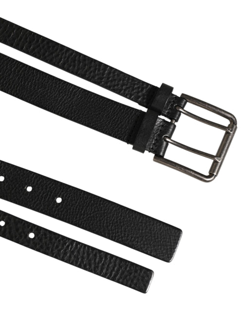 Dolce & Gabbana Black Double Strap Leather Silver Buckle Belt - ClickThatClicks 