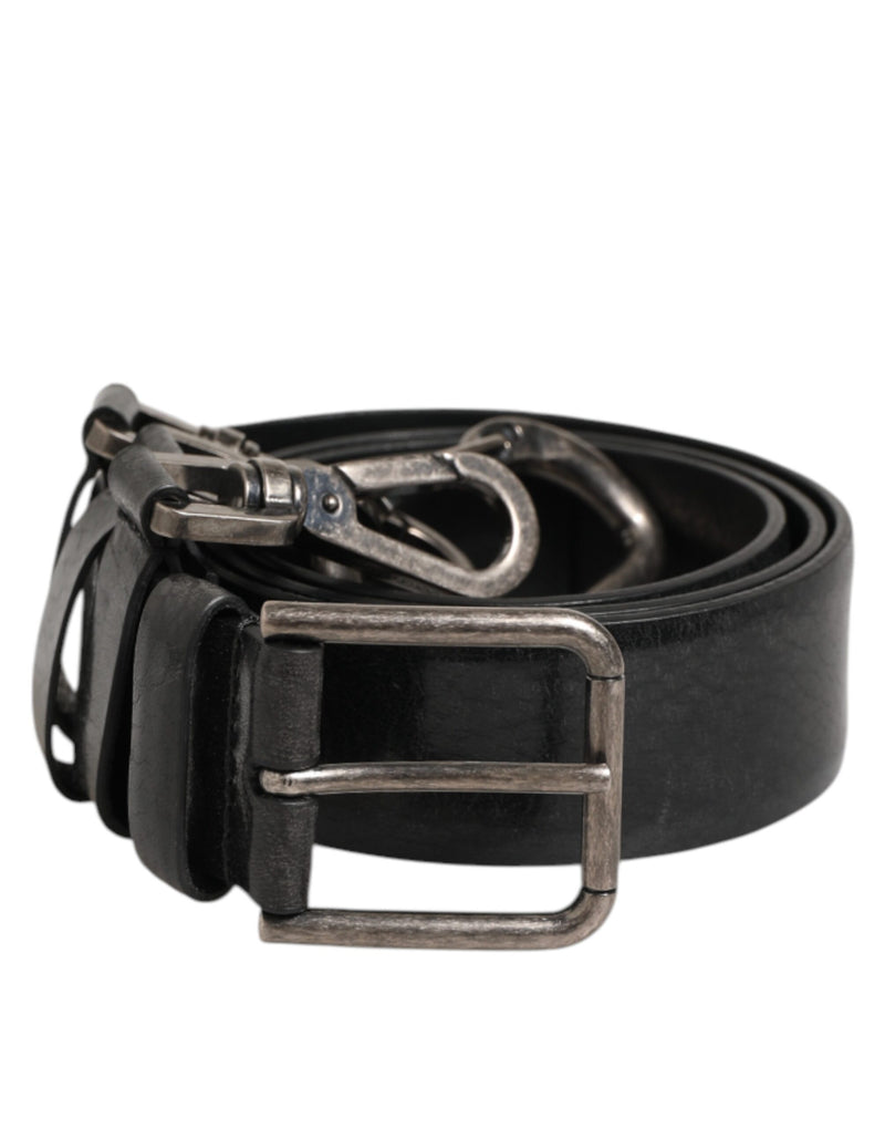 Dolce & Gabbana Black Key Ring Clip Attachments Buckle Belt